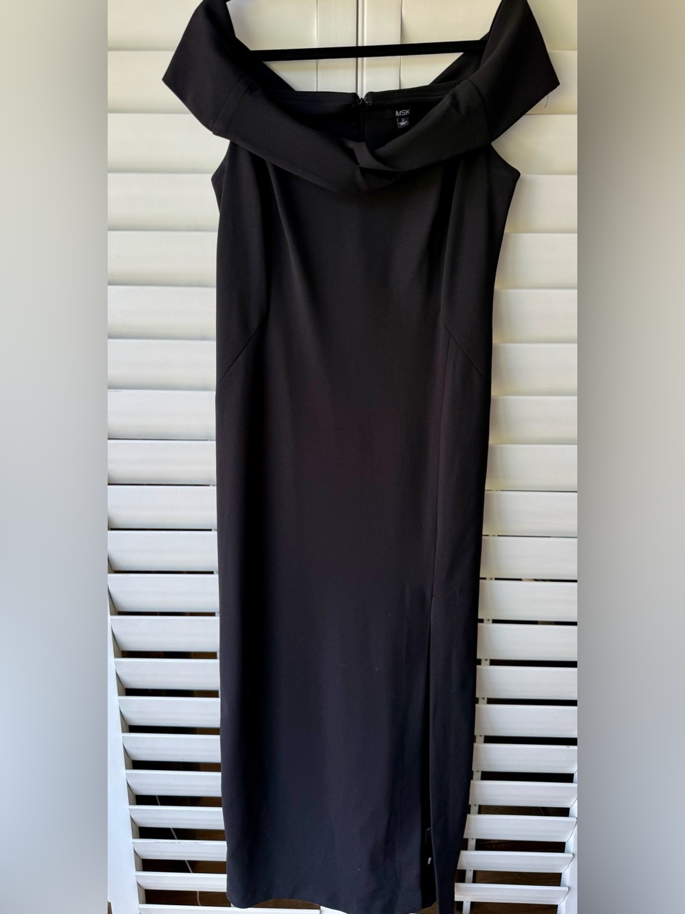 MSK Black Off-Shoulder Evening Dress